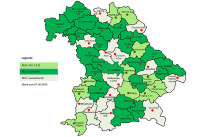 Bayernkarte mit Landkreisen, 20 Ämter sind vollständig geschult