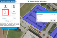 Screenshot BayernAtlas mit umrandeter Schaltfläche "Linie"